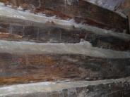 Interior log cabin wall, close up